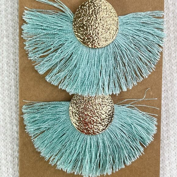 Plunder Design Posse Gold And Blue Tassel Earrings Brand New Women’s Jewelry - Picture 2 of 5